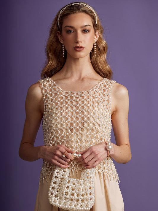 Sculptural Pearl Top Handle Bag