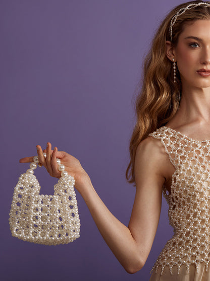 Sculptural Pearl Top Handle Bag