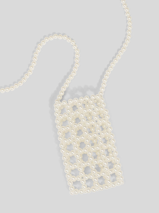 Pearl Mesh Phone Crossbody Bag