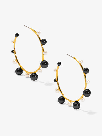 Decorative Pearl Hoop Earring