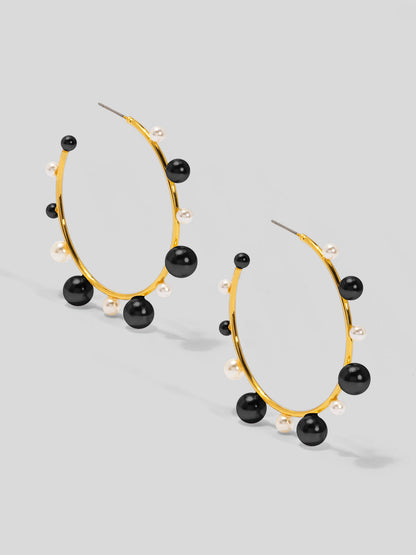 Decorative Pearl Hoop Earring