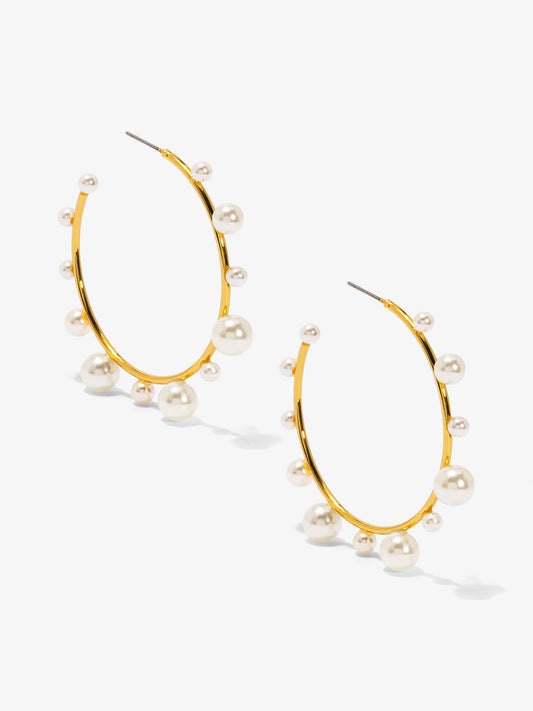 Decorative Pearl Hoop Earring