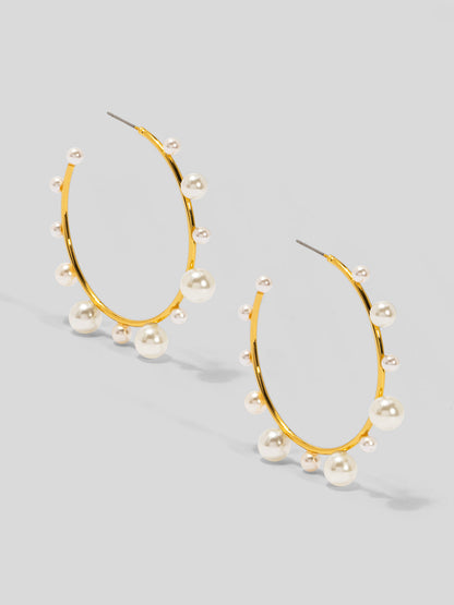 Decorative Pearl Hoop Earring