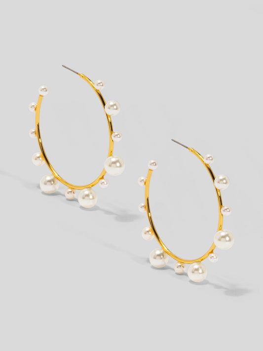 Decorative Pearl Hoop Earring