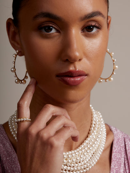 Decorative Pearl Hoop Earring