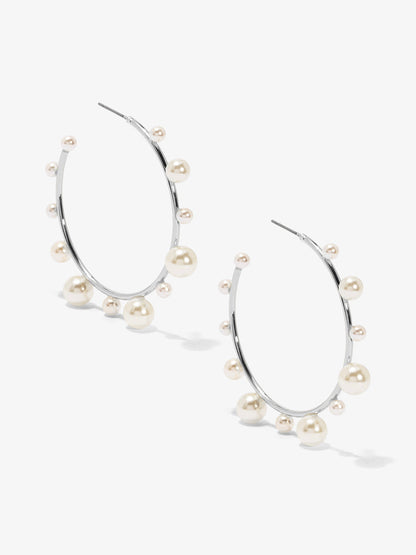 Decorative Pearl Hoop Earring