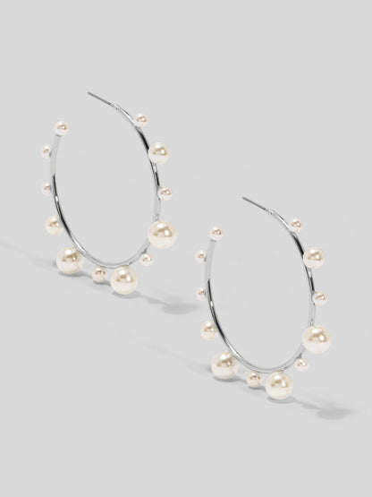 Decorative Pearl Hoop Earring