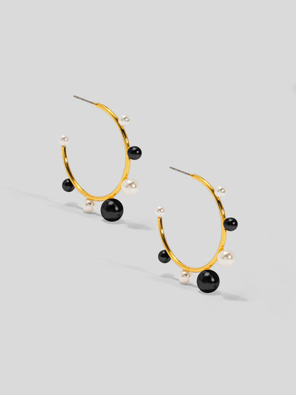 Small Decorative Pearl Hoop Earring