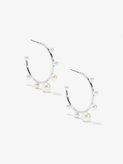 Small Decorative Pearl Hoop Earring