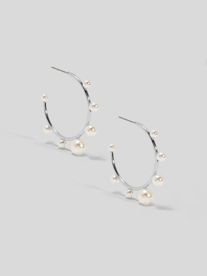 Small Decorative Pearl Hoop Earring