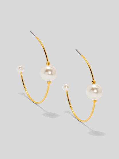Double Pearl Hoop Earring