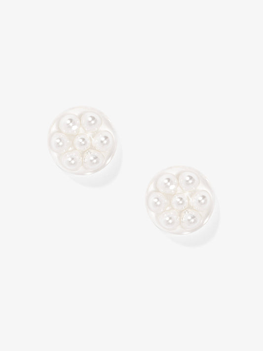 Clear Lucite Pearl Stud Earring