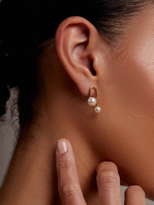 Asymmetrical Pearl Drop Earring