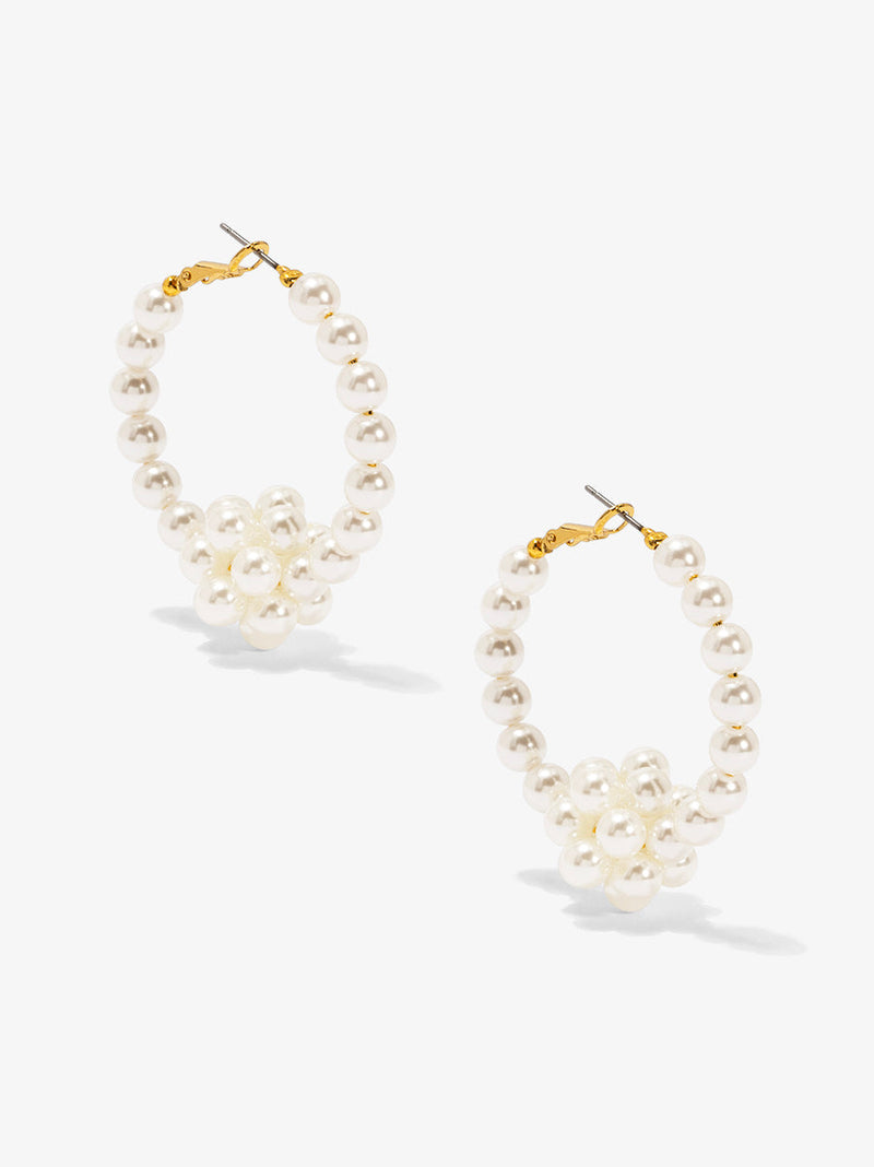 Pearl Cluster Hoop Earring