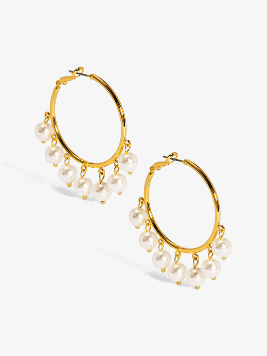 Hanging Pearl Hoop Earring