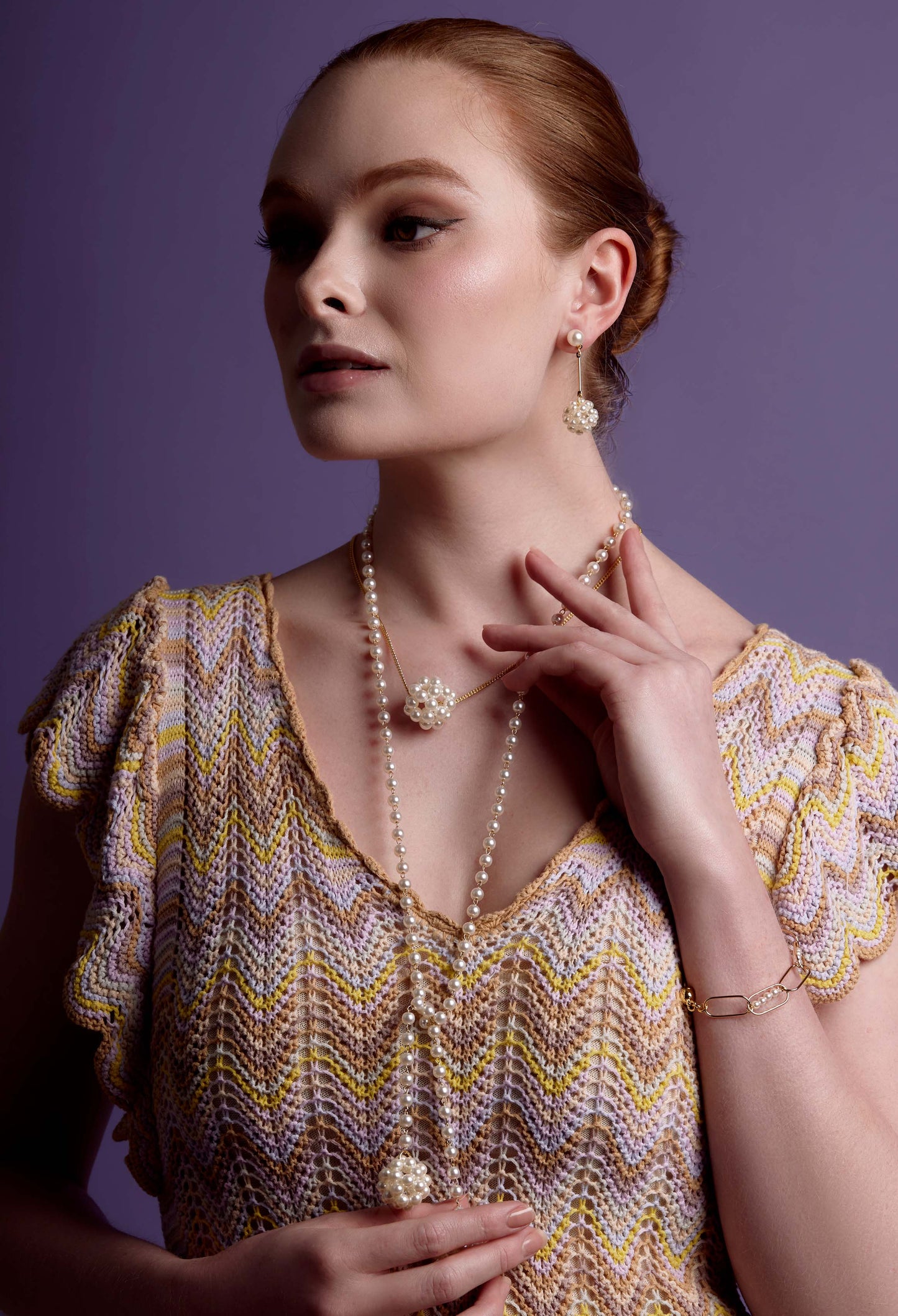 Clustered Pearl Drop Earring