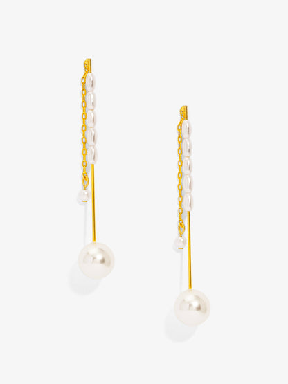 Vertical Bar Pearl Drop Earring