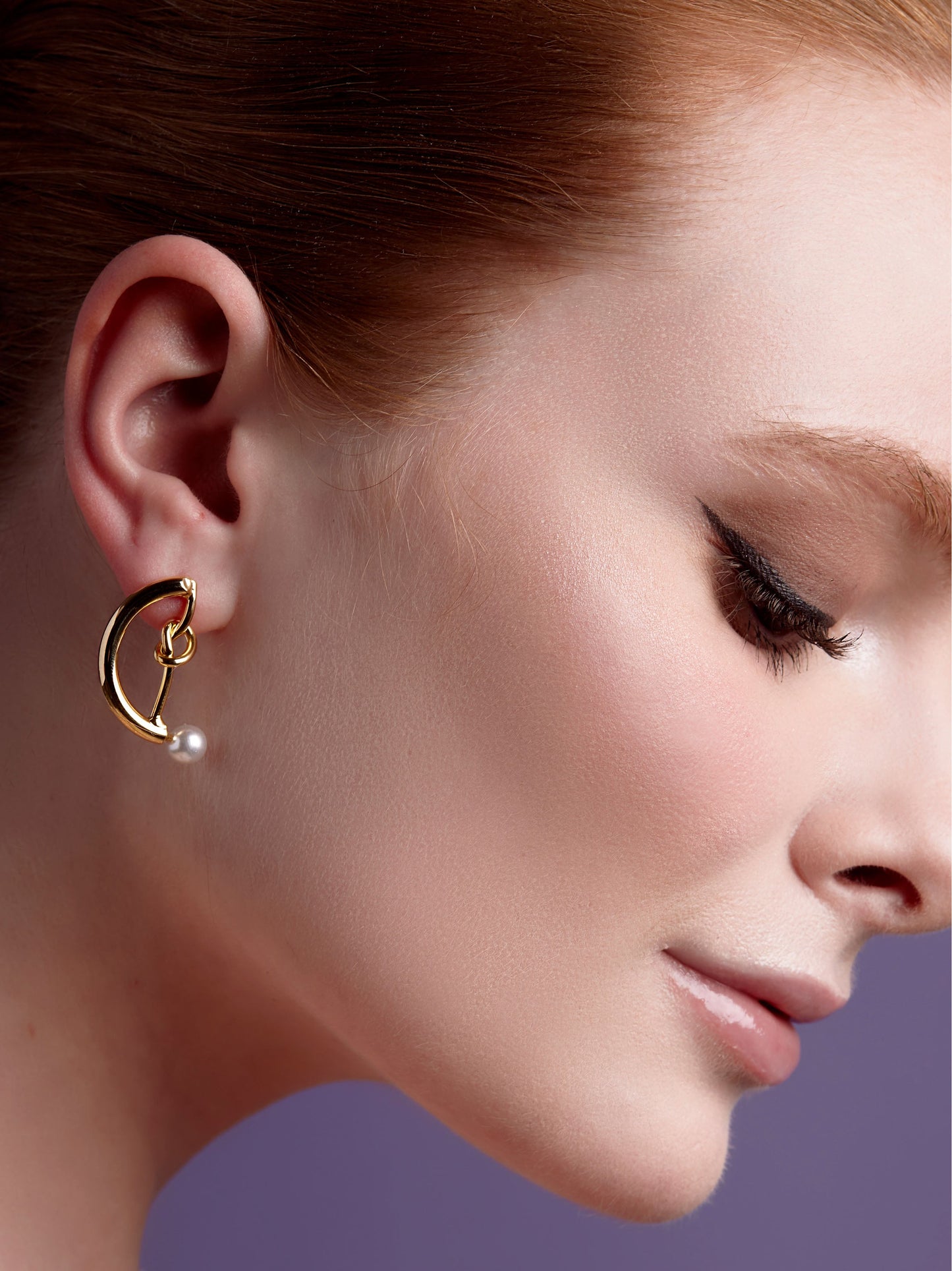 Knotted Half Moon Pearl Earring