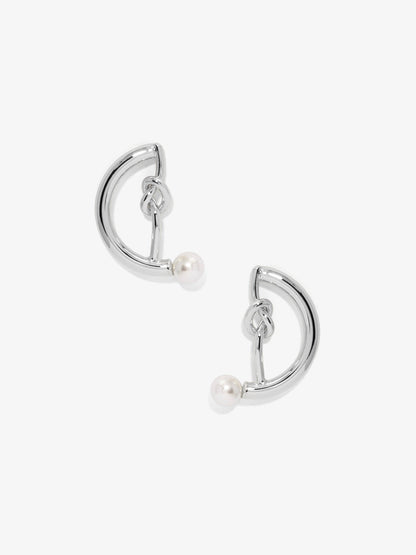Knotted Half Moon Pearl Earring