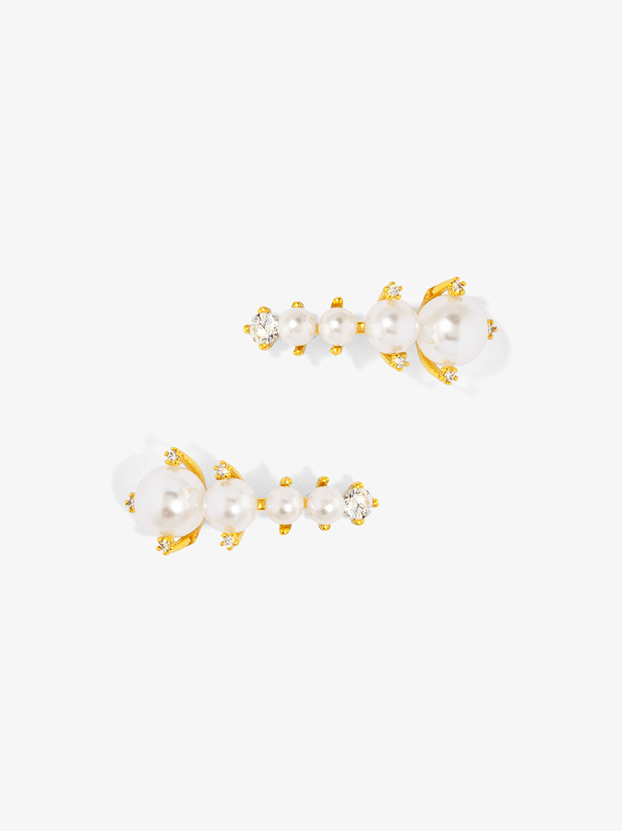 Graduated Pearl and Crystal Stud Earring