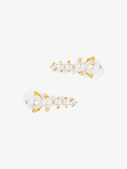 Graduated Pearl and Crystal Stud Earring