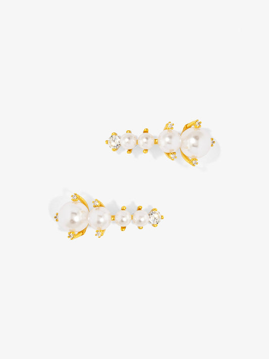Graduated Pearl and Crystal Stud Earring