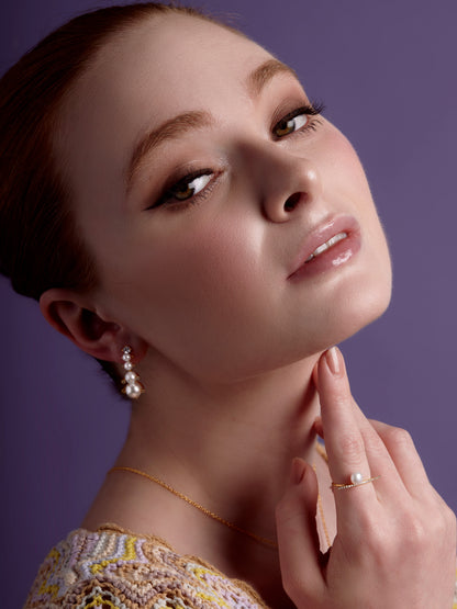 Graduated Pearl and Crystal Stud Earring