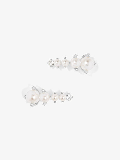 Graduated Pearl and Crystal Stud Earring