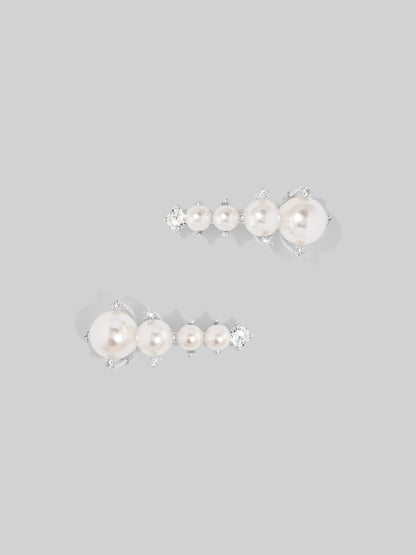 Graduated Pearl and Crystal Stud Earring