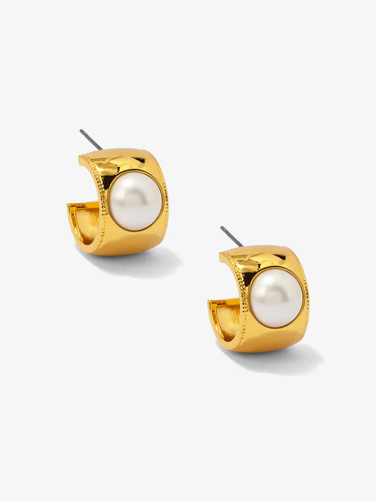Wide Band Pearl Hoop