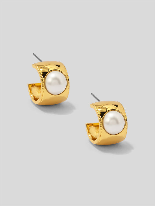 Wide Band Pearl Hoop