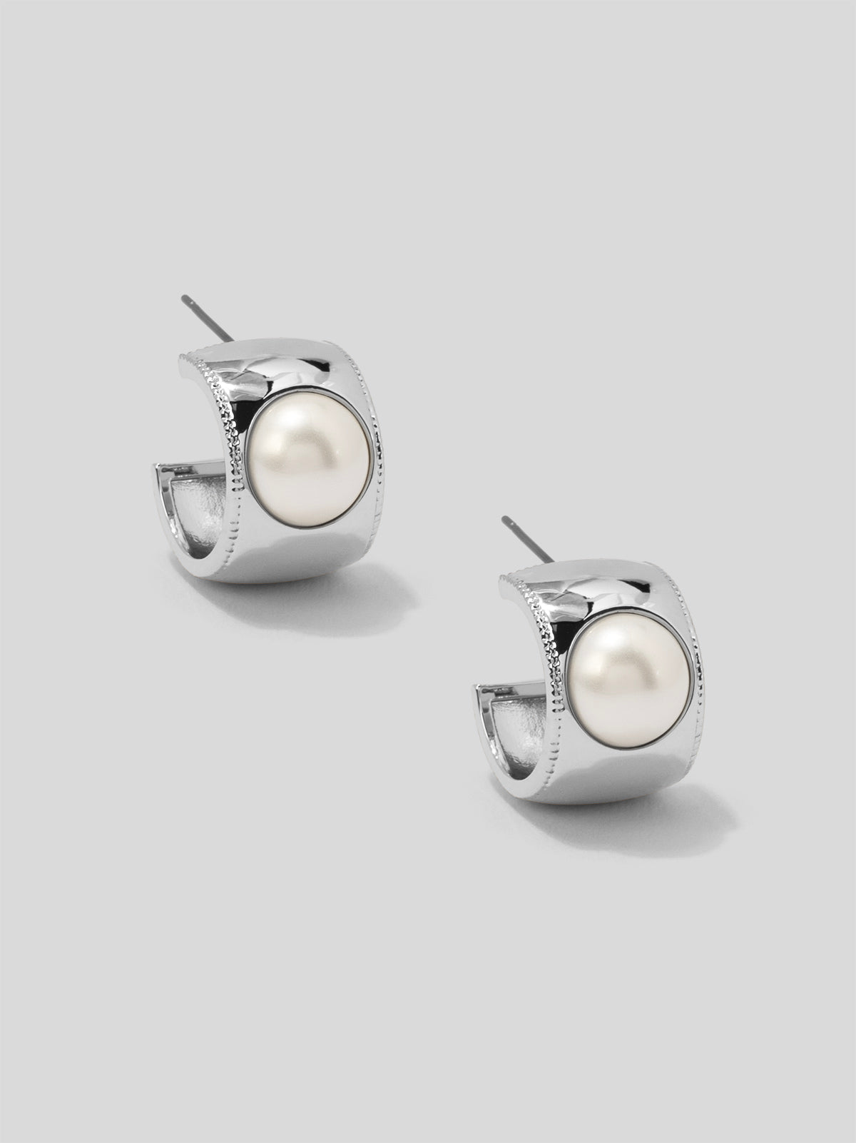 Wide Band Pearl Hoop