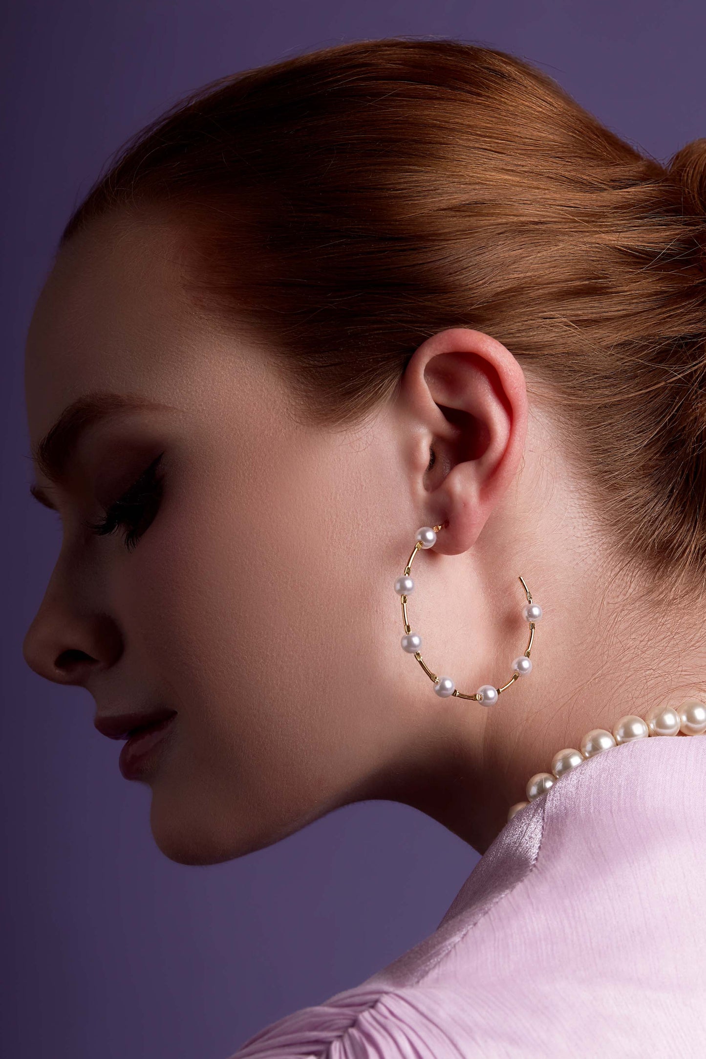 Spaced Pearl Hoop Earring