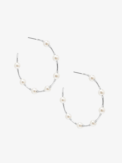 Spaced Pearl Hoop Earring
