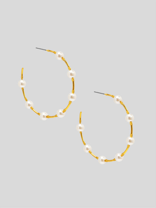 Spaced Pearl Hoop Earring