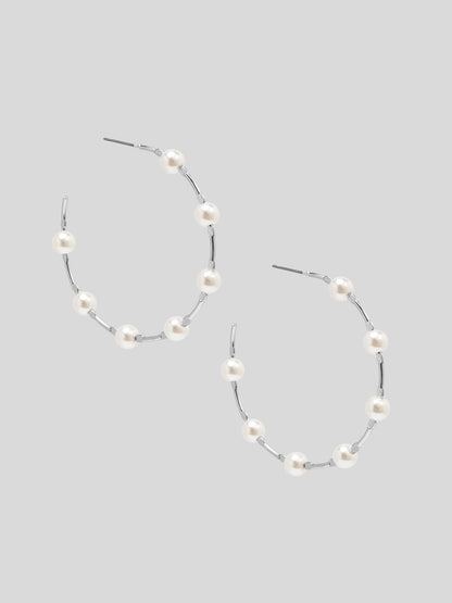 Spaced Pearl Hoop Earring