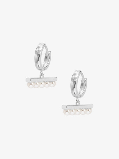 Pearl Bar Drop Huggie Earring