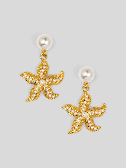 Starfish Pearl Stud Earring