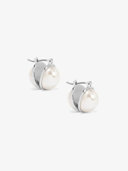 Double Side Half Pearl Hoop Earring