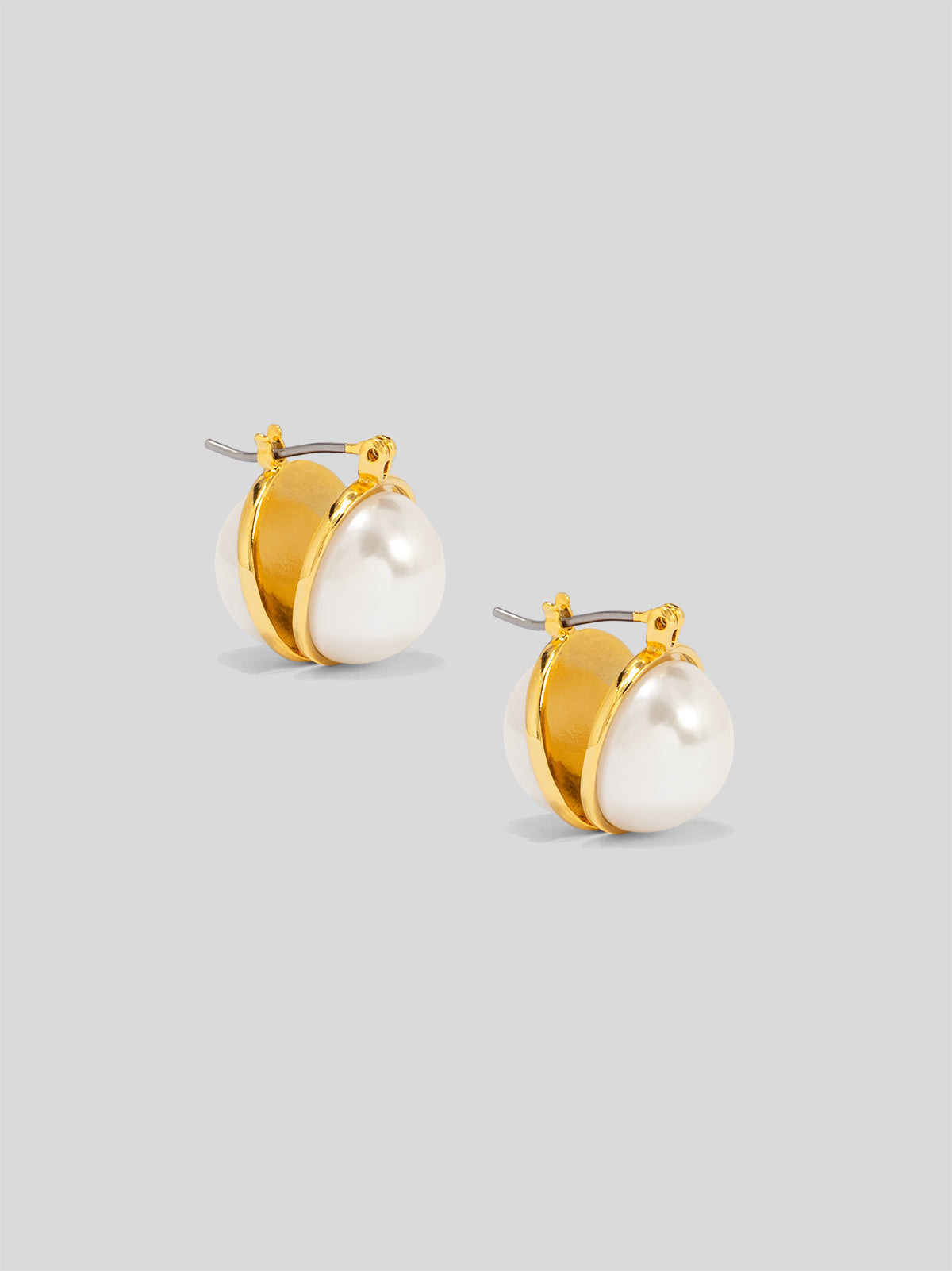 Double Side Half Pearl Hoop Earring