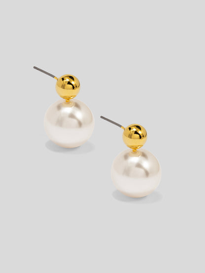 Double Ball Pearl Earring