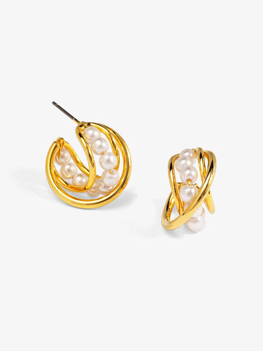 Looped Pearl Hoop Earring