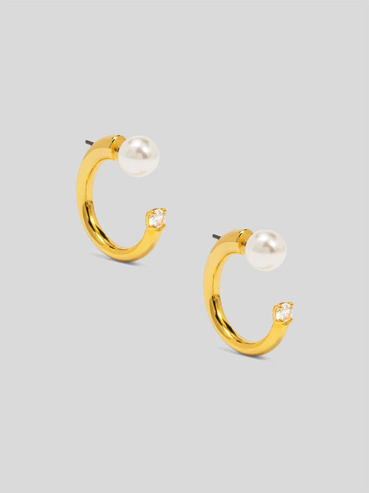 Deconstructed Pearl Crystal Hoop Earring