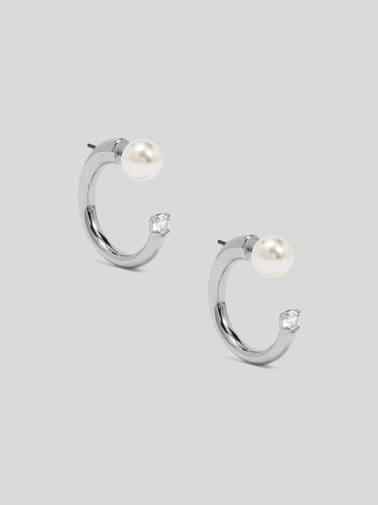 Deconstructed Pearl Crystal Hoop Earring