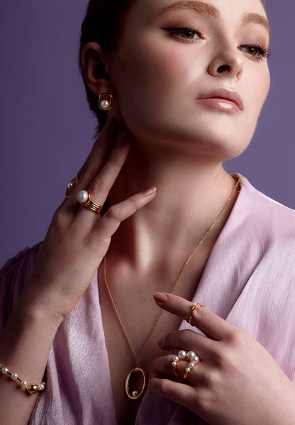 Square Pearl Stud Earring