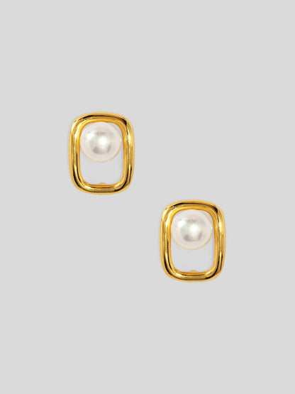 Square Pearl Stud Earring