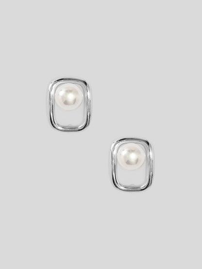 Square Pearl Stud Earring