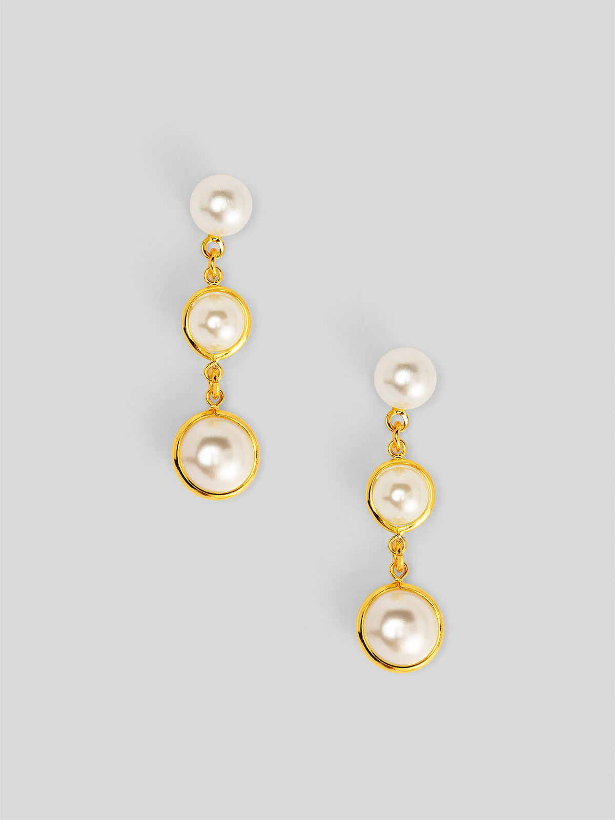 Triple Graduated Half Pearl Chain Drop Earring