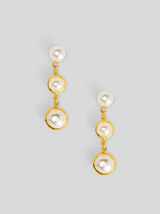 Triple Graduated Half Pearl Chain Drop Earring