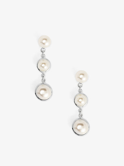 Triple Graduated Half Pearl Chain Drop Earring